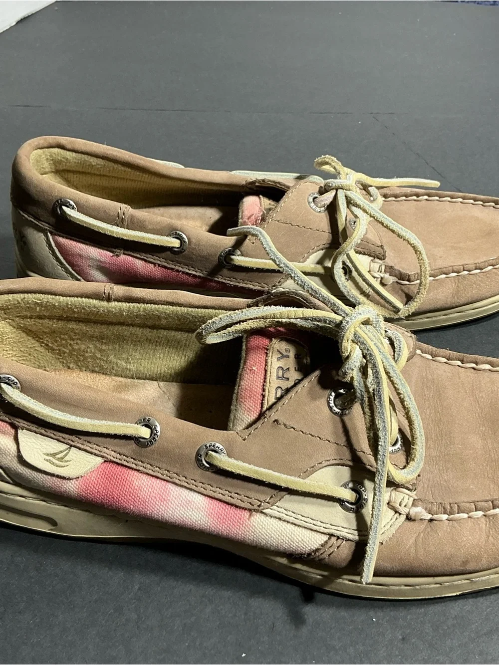 Sperry Men's Tan Suede Boat Shoes with Cream Accents